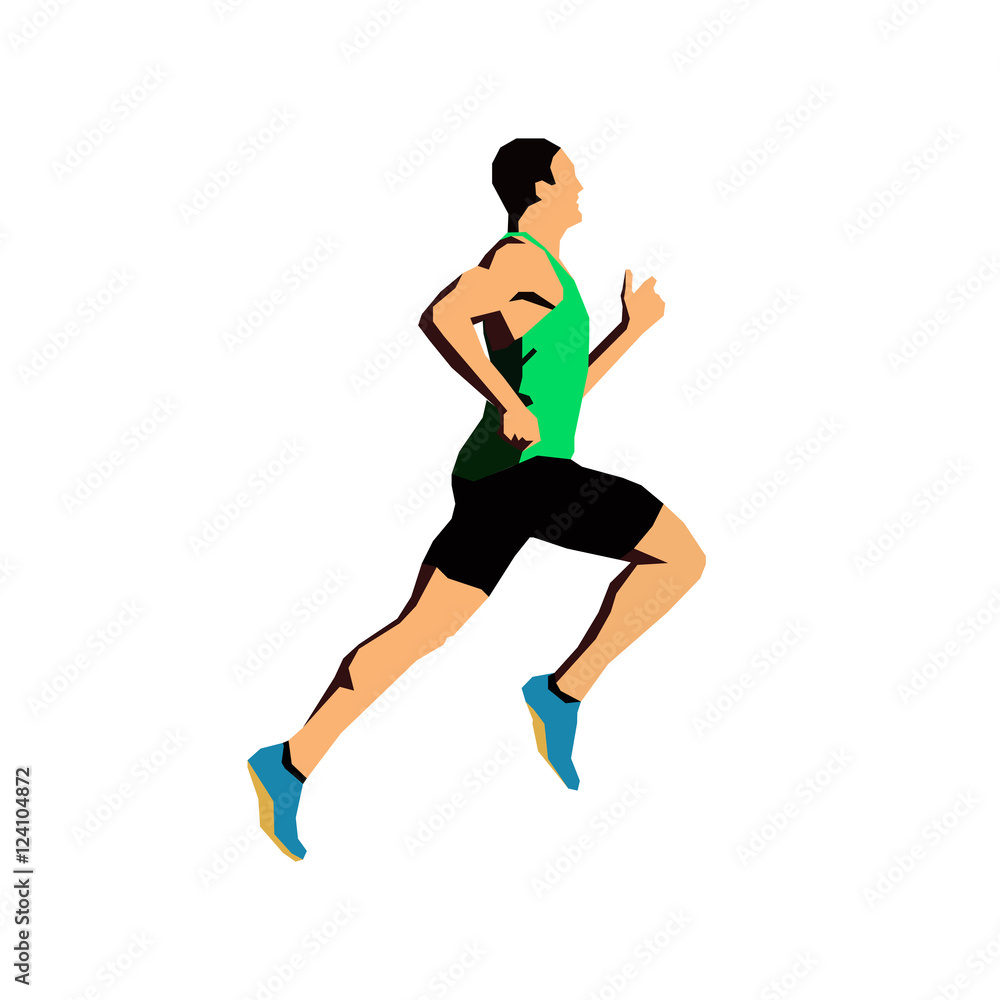 Running man, flat vector illustration. Sports man. Abstract runn