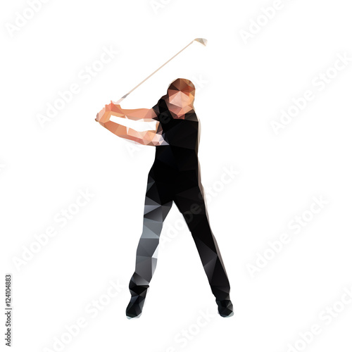 Golf player, abstract vector silhouette. Polygonal golfer