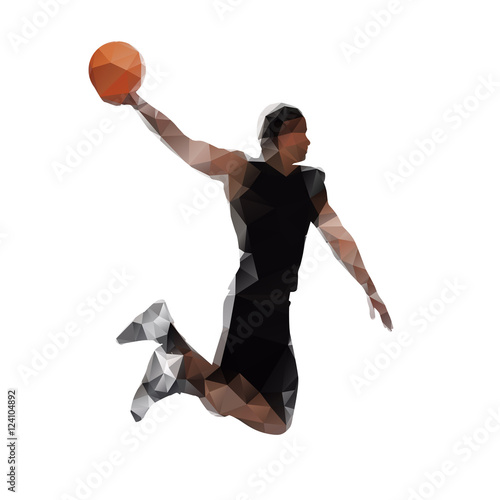 Polygonal basketball player, abstract vector silhouette