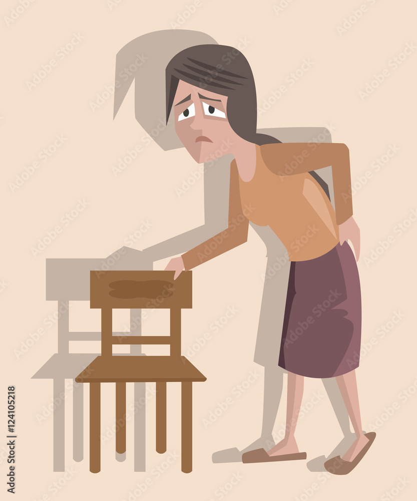 woman suffering from backpaine, funny vector cartoon