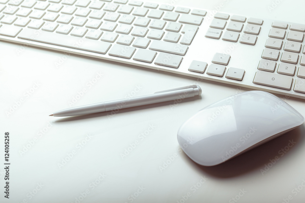 Close up image of computer office keyboard on a white background Close up image of computer office keyboard on a white background