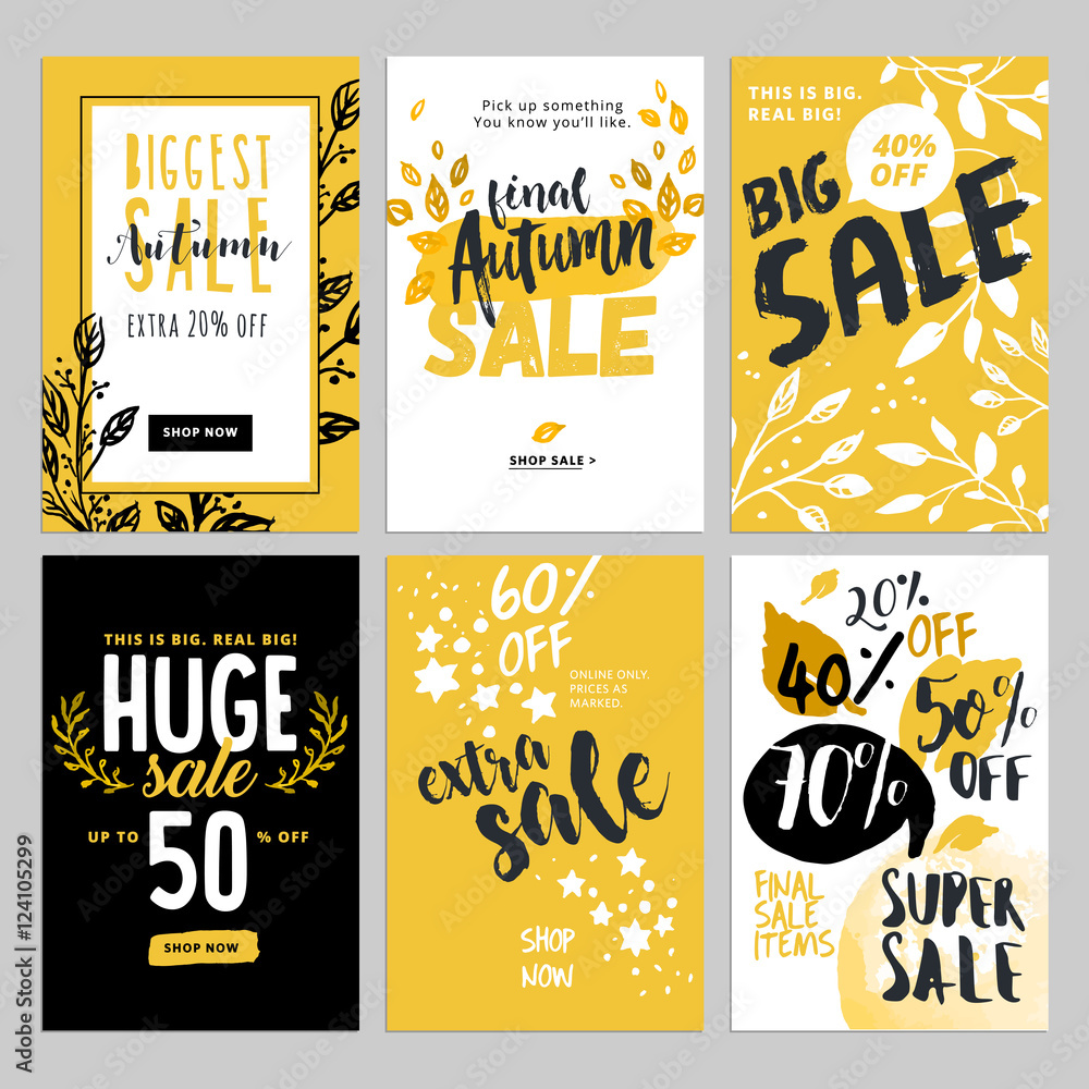 Social media sale banners, and ads web template set. Vector illustrations of season online shopping website and mobile website banners, posters, email and newsletter designs, ads, coupons.