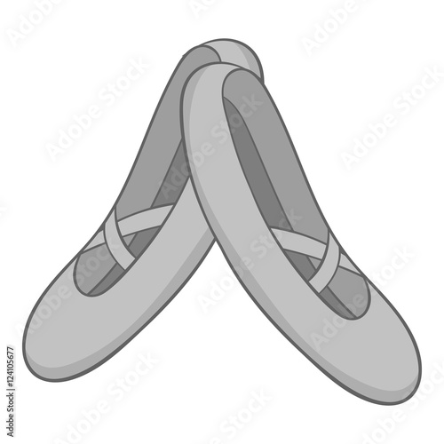 Pointe shoes icon. Gray monochrome illustration of pointe shoes vector icon for web