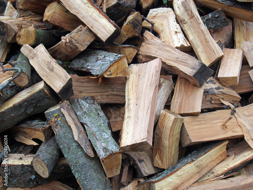Firewood chipped of fruit trees