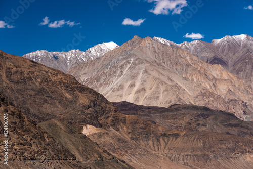Himalayan range landscape view of Leh, Ladakh in summer, Kashmir, India.
