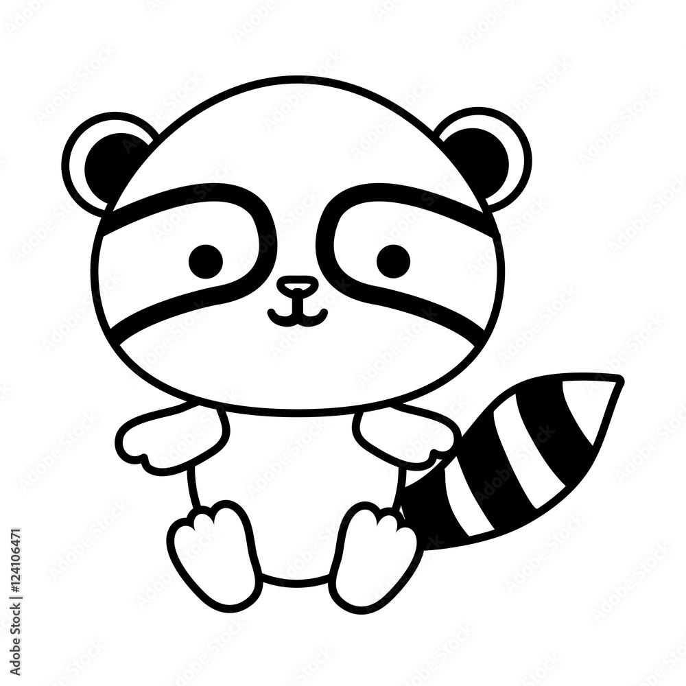 Naklejka premium cute raccoon isolated icon vector illustration design