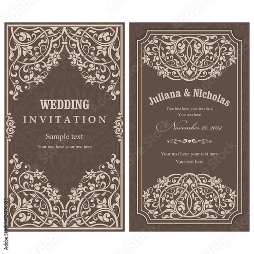 Wedding Invitation cards in an vintage-style brown.