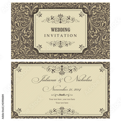 Set of 2 Wedding Invitation card Baroque