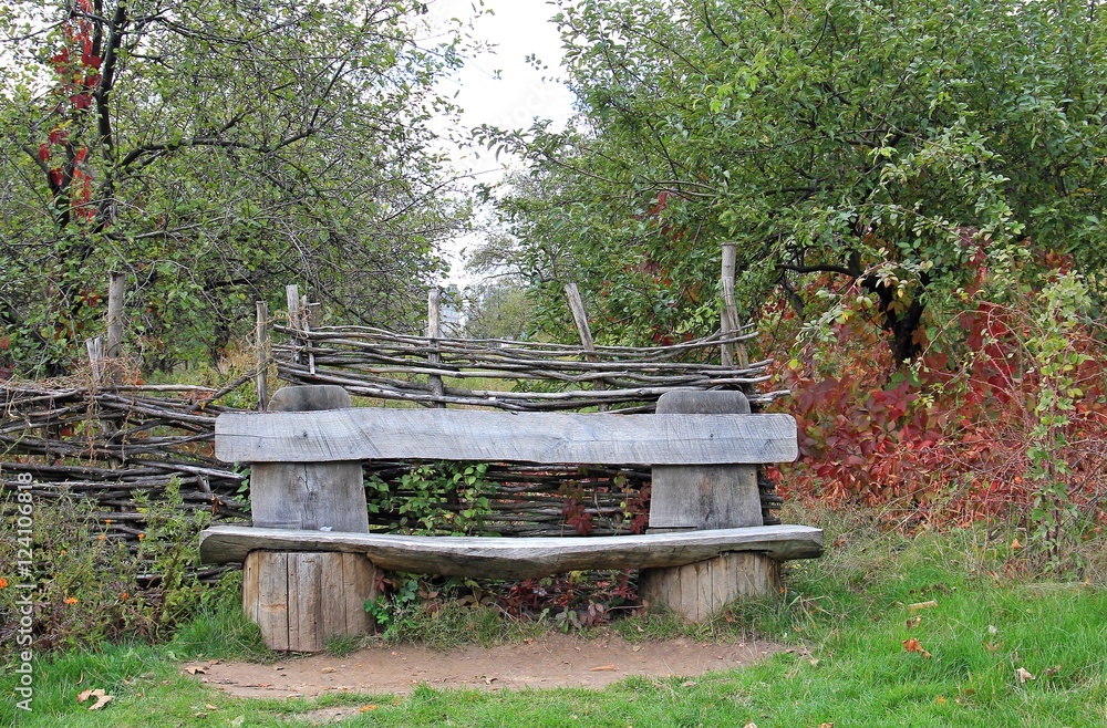 bench in a rural garden bench in a rural garden