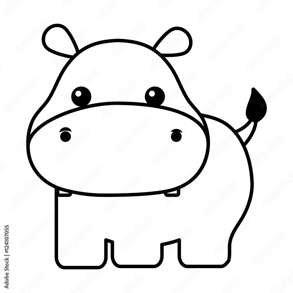 Fototapeta premium cute hippopotamus isolated icon vector illustration design