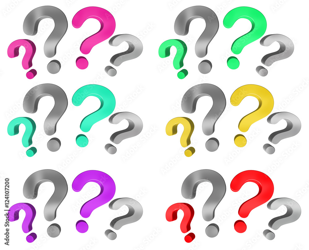 Colorful question marks collection 3D rendering Colorful question marks collection 3D rendering