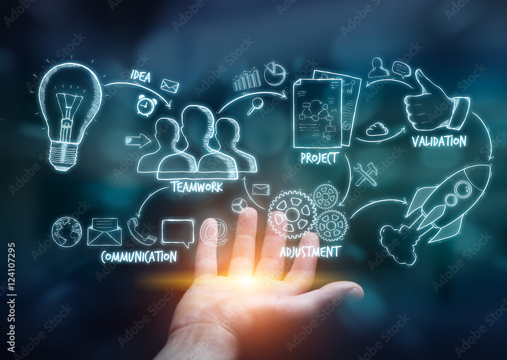 Businessman holding manuscript project presentation Businessman holding manuscript project presentation