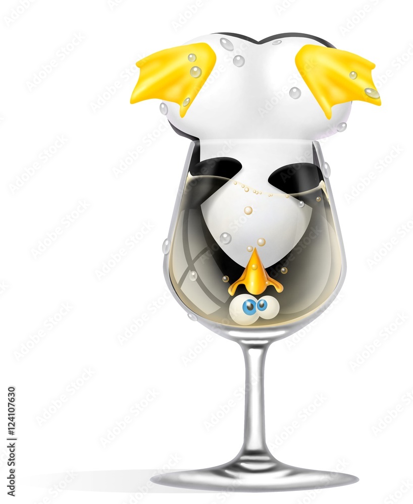 Fototapeta premium Pinguino nel bicchiere