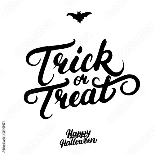 Trick or treat hand written lettering.