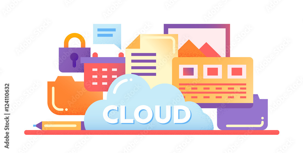 Cloud Storage Technology - flat design website banner