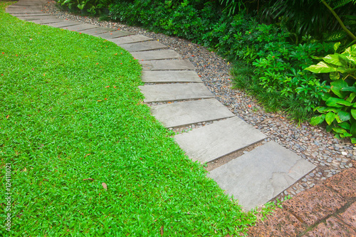 Landscaping in the garden. The path in the garden.