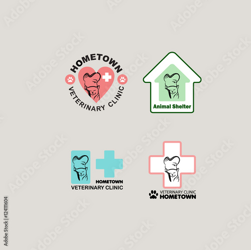 The symbols animal shelters and veterinary clinics. A girl holds a cat.