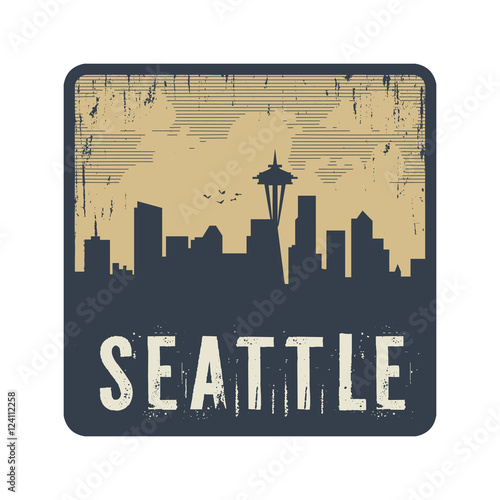 Grunge vintage stamp with text Seattle