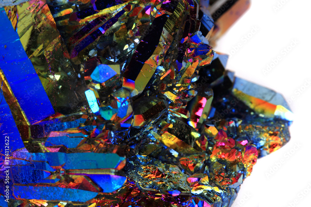 crystal with metal rainbow surface