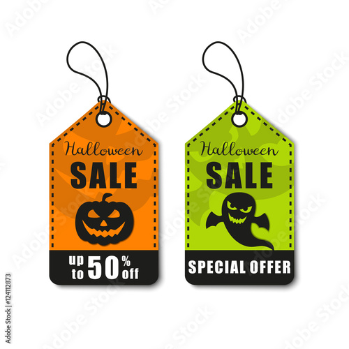 Halloween vector set. Halloween sale, discount and offer tags, stickers
