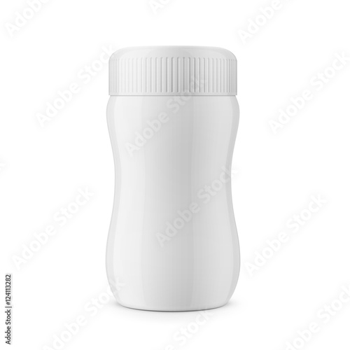 Round white glossy plastic jar template
