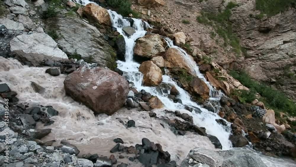 mountain river and waterfall