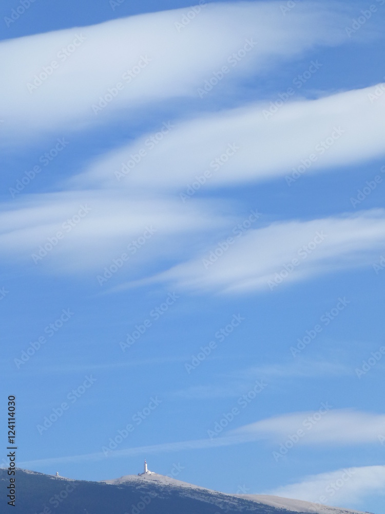 Windswept cloud formations above the summit of Mont ventoux, Provence, France Windswept cloud formations above the summit of Mont ventoux, Provence, France