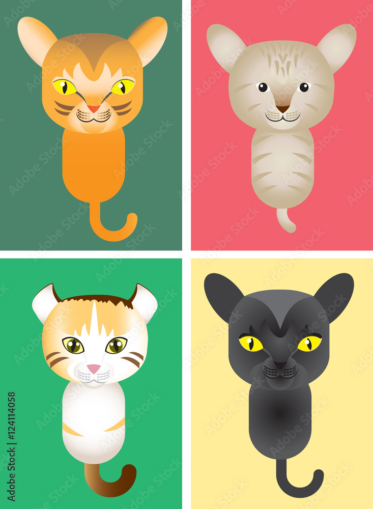 Fototapeta premium Cute Cat, Vector Illustration