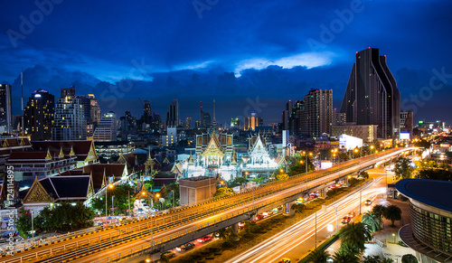 Highway and skyling in business zone Bangkok Thailand photo