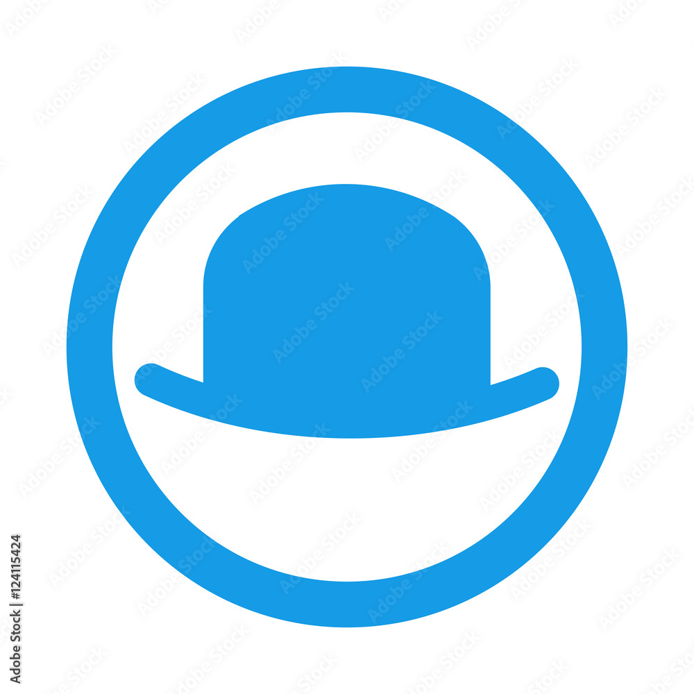Icono plano bombin en circulo color azul Icono plano bombin en circulo color azul