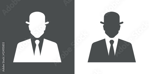 Icono plano silueta hombre con bombin gris