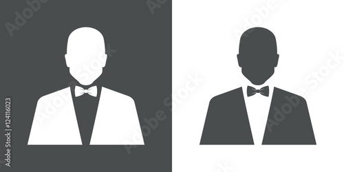 Icono plano silueta hombre elegante gris