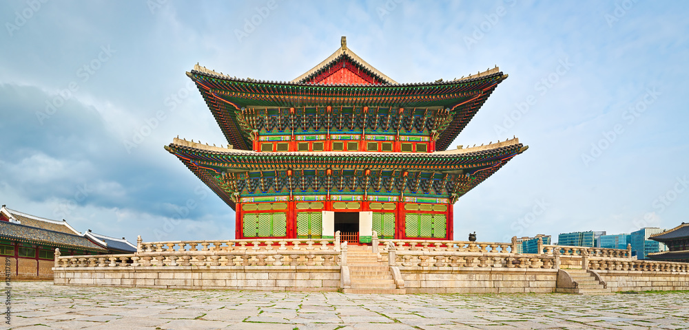 Naklejka premium Pałac Gyeongbokgung. Korea Południowa. Panorama