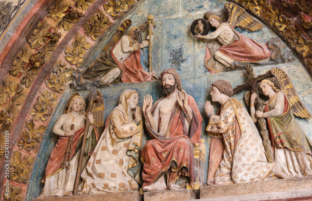 Tympanum in Burgos Cathedral, Spain