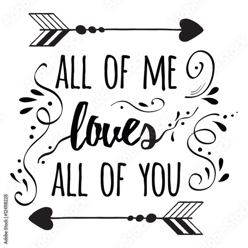 Typography romantic poster about love. Quote.