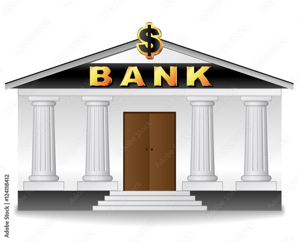 bank building on white background Stock Vector | Adobe Stock