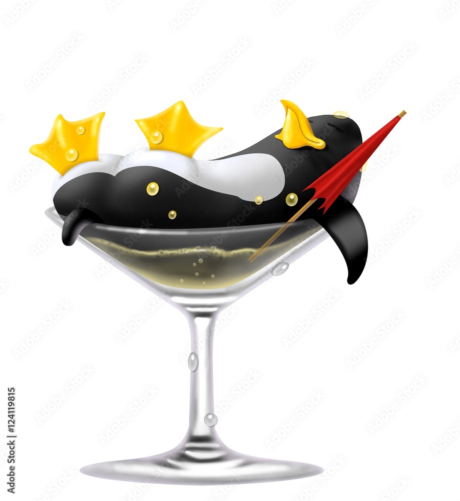 Obraz premium Pinguino nel bicchiere