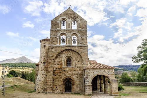 sight of the Romanesque collegiate church of San Salvador in Cantamuda, Palencia, Castile and León, Spain © ahau1969