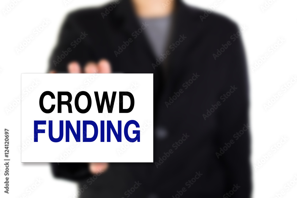 Modern business background concept with word: CROWD FUNDING Modern business background concept with word: CROWD FUNDING