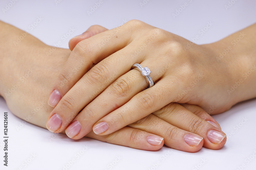 Close up of female hands with ring Close up of female hands with ring