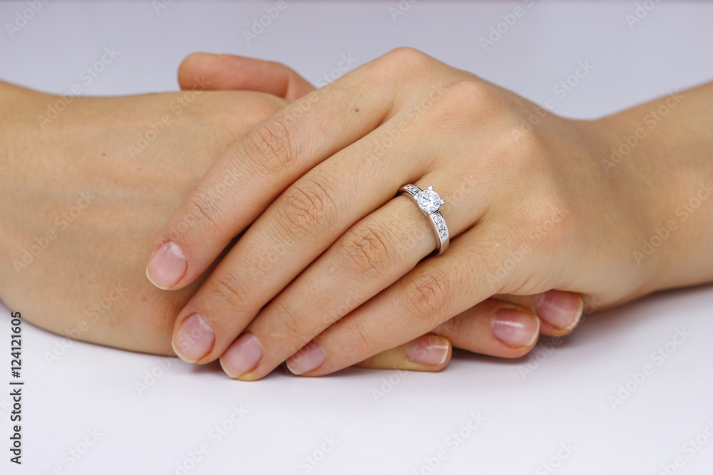 Close up of female hands with ring Close up of female hands with ring