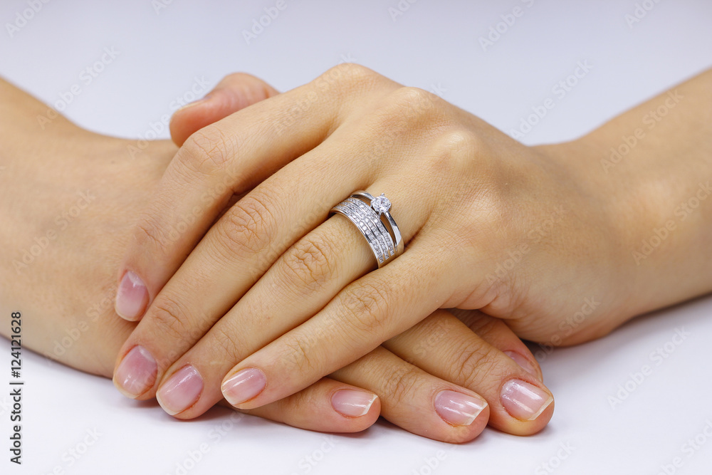 Close up of female hands with ring Close up of female hands with ring