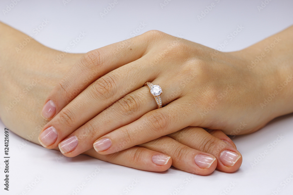 Close up of female hands with ring Close up of female hands with ring