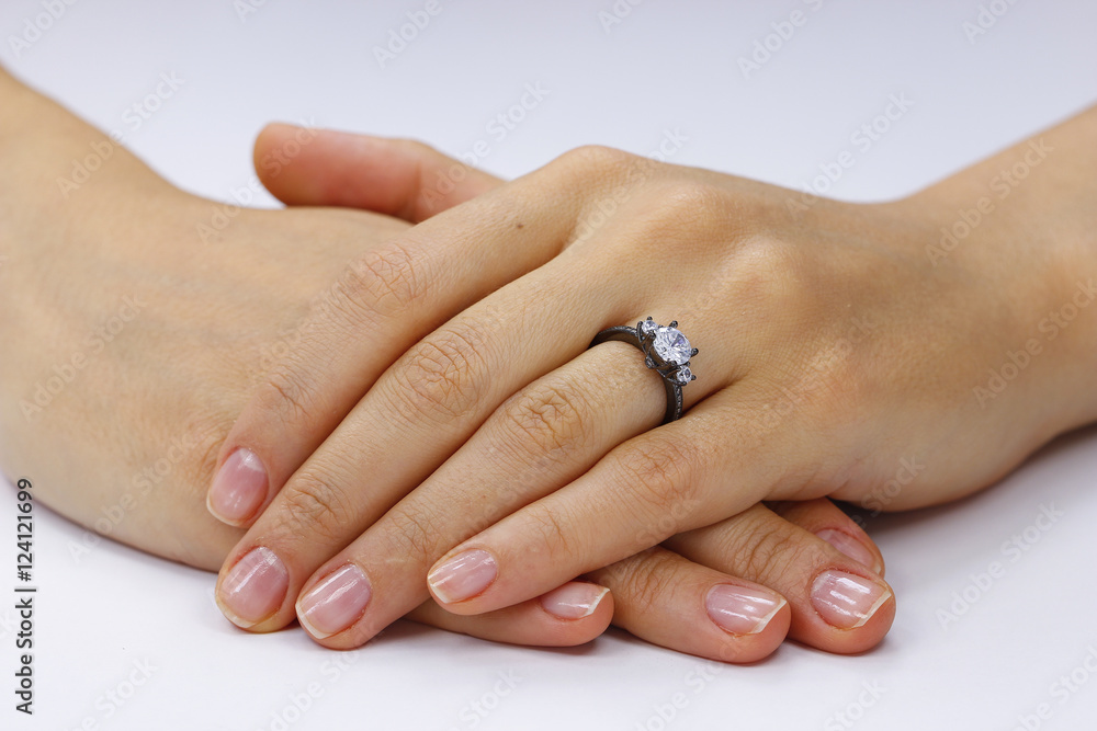 Close up of female hands with ring Close up of female hands with ring