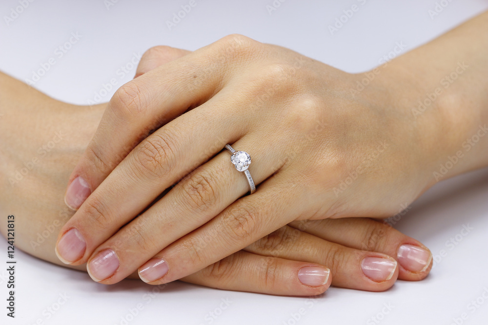 Close up of female hands with ring Close up of female hands with ring