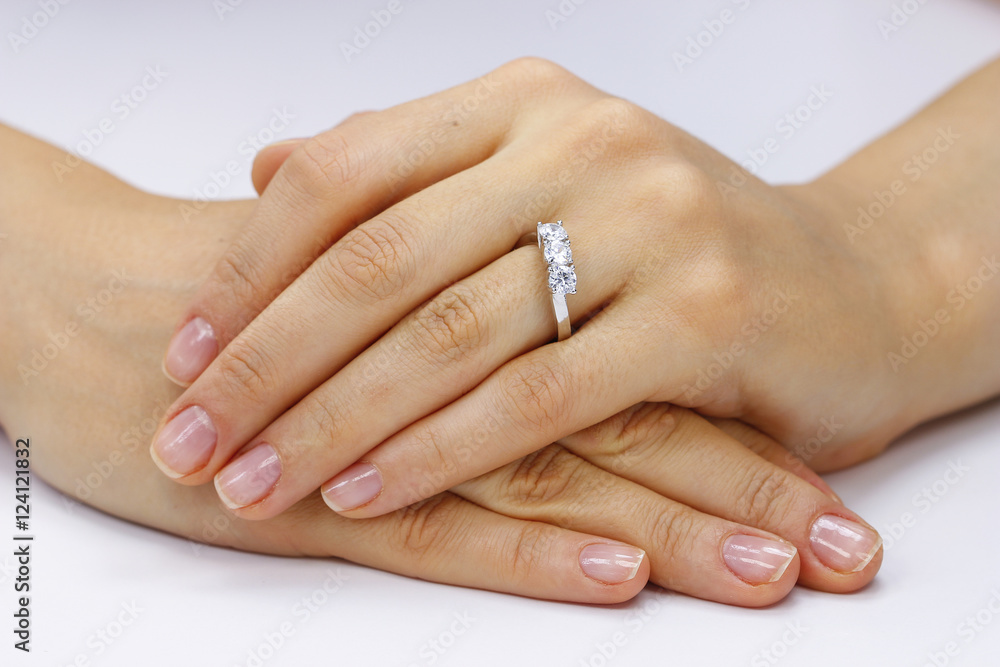 Close up of female hands with ring Close up of female hands with ring