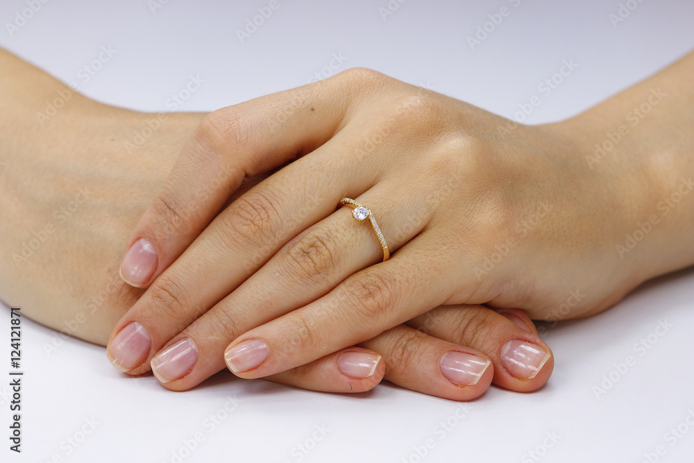 Close up of female hands with ring Close up of female hands with ring