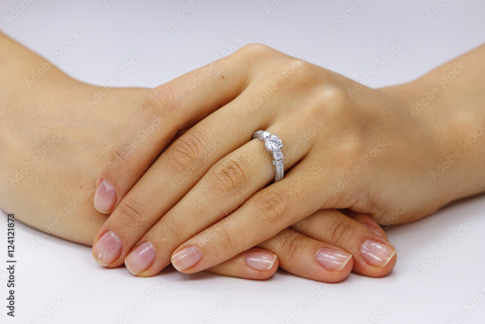 Close up of female hands with ring Close up of female hands with ring