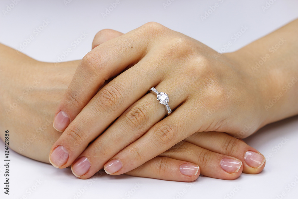 Close up of female hands with ring Close up of female hands with ring