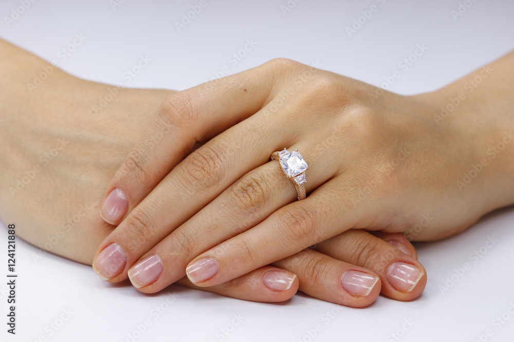 Close up of female hands with ring Close up of female hands with ring
